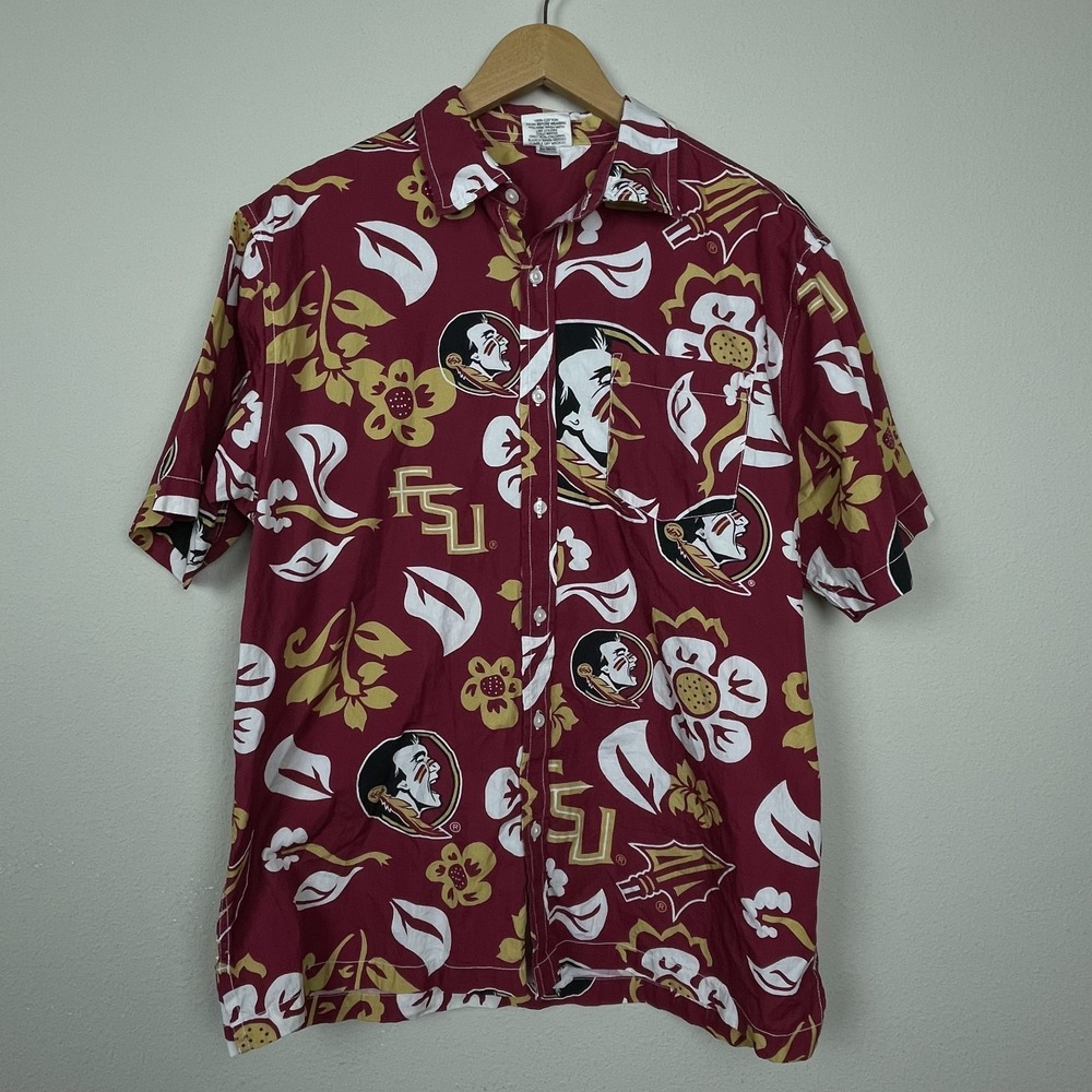 Wes & Willy L Florida State‎ FSU Short Sleeve Button Up Camp Shirt Resort Aloha